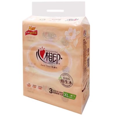 心心相印DT200软包抽取式面纸家庭餐巾纸3包/提家庭装大包